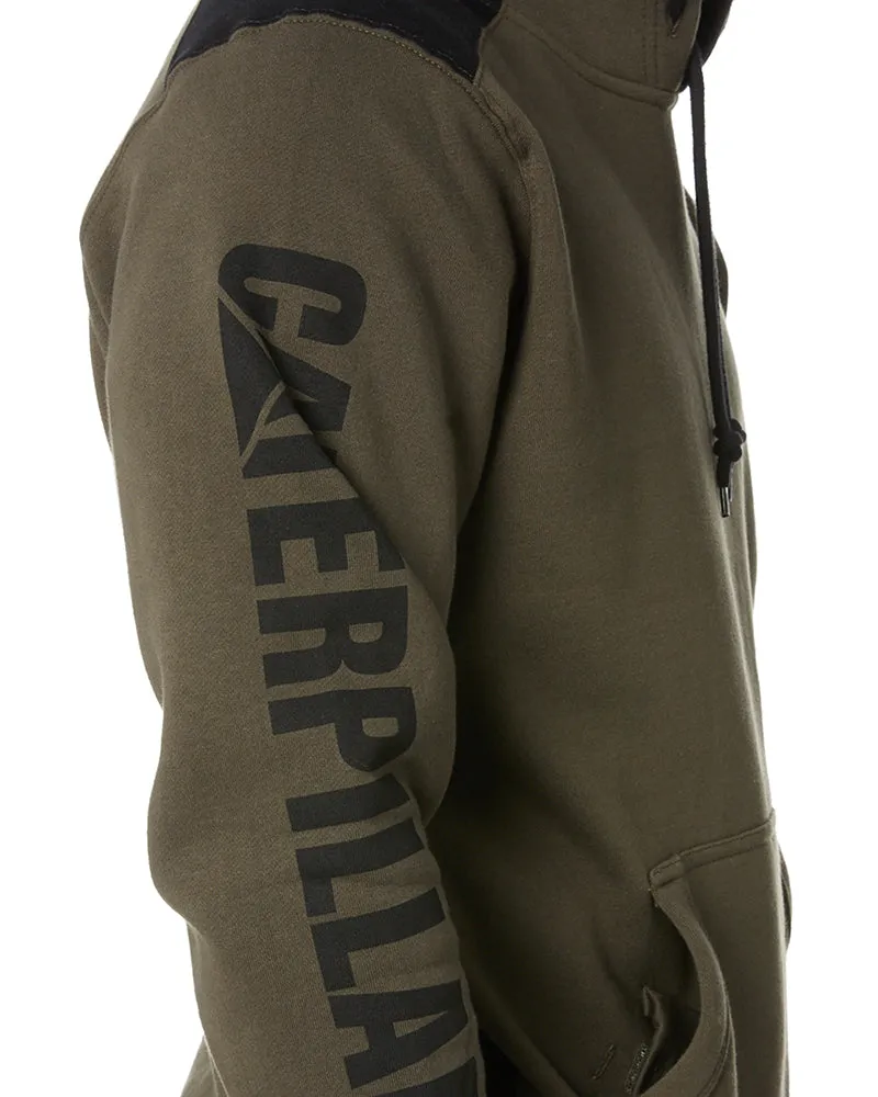 Logo Panel Hooded Sweatshirt - Army Moss