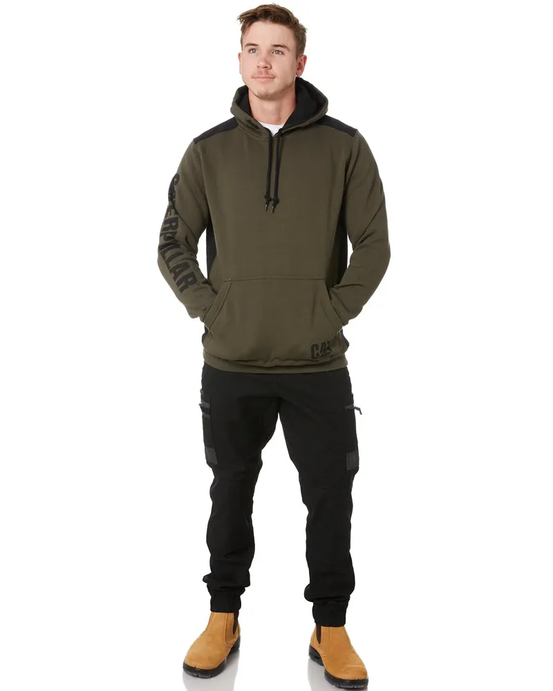 Logo Panel Hooded Sweatshirt - Army Moss