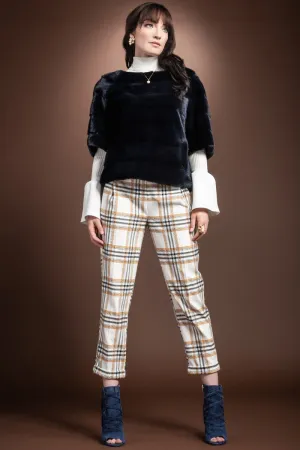 Long Horizontal Solid Color Mink Fur Pull - Over - Side Zipper