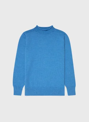 Men's English Merino Fisherman Jumper in Blue Jean
