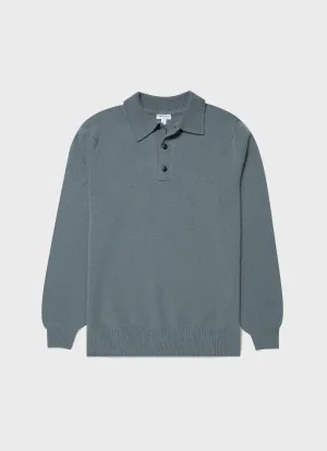 Men's Lambswool Polo Shirt in Smoke Green