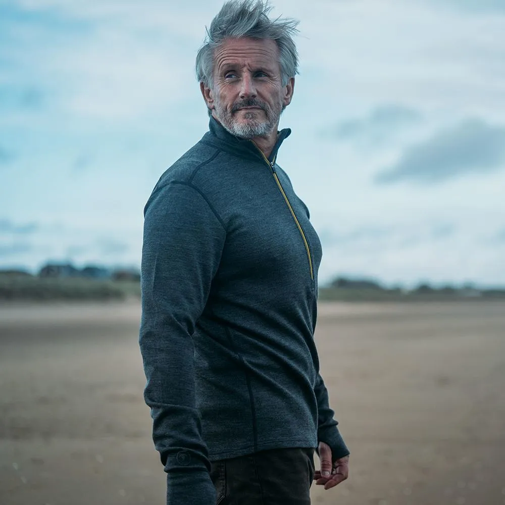 Mens Merino 320 Long Sleeve Half Zip (Smoke/Lime)