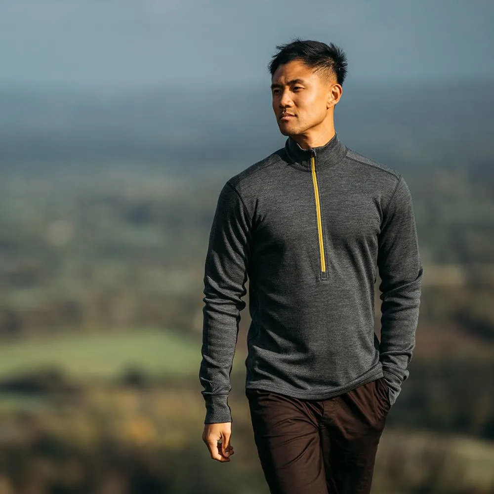 Mens Merino 320 Long Sleeve Half Zip (Smoke/Lime)