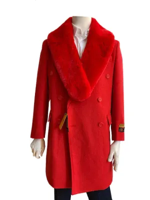 Mens Overcoat -Mens Long Wool Topcoats- Topcoat For Men-Mens Double breasted Overcoat - "Red" Double breasted Coat