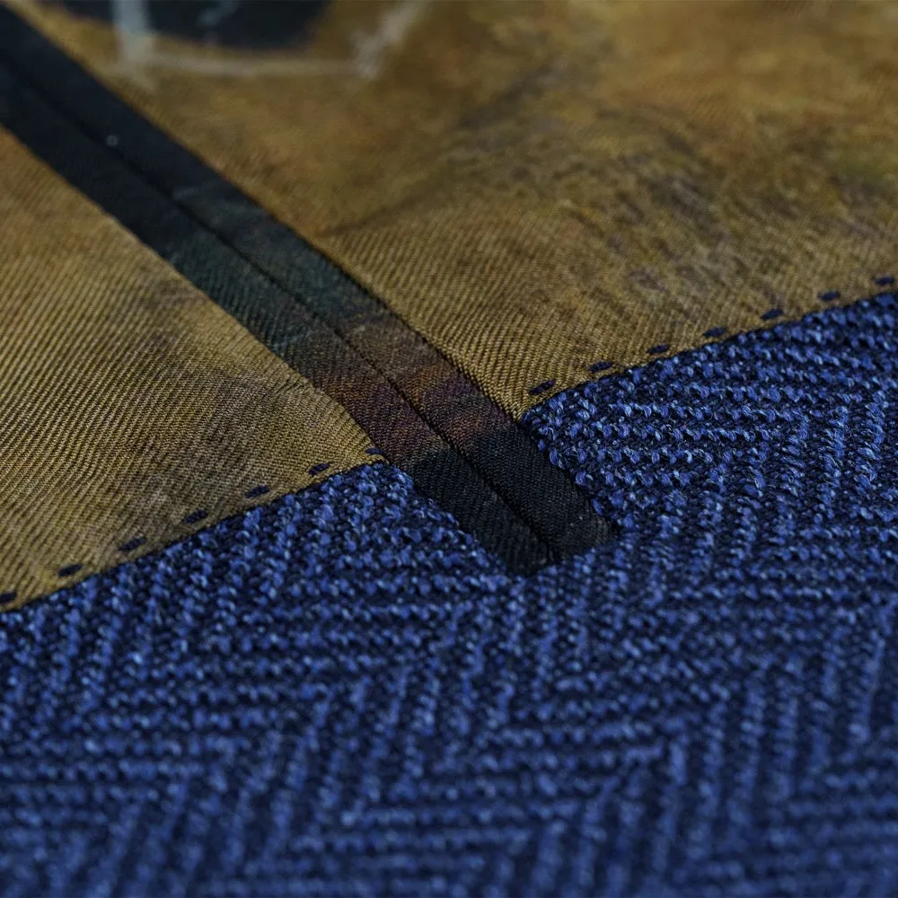 Mid Blue Herringbone Merino Wool Jacket