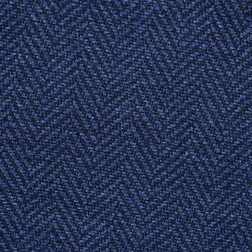 Mid Blue Herringbone Merino Wool Jacket