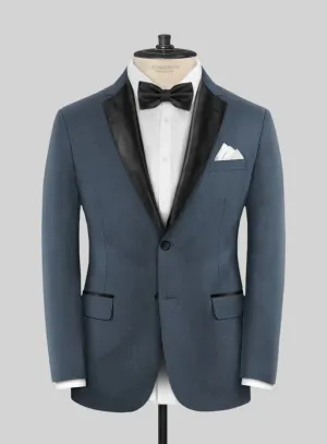 Napolean Stretch Space Blue Wool Tuxedo Jacket