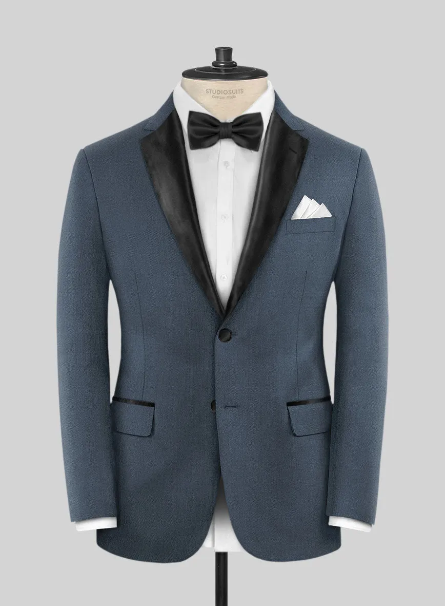 Napolean Stretch Space Blue Wool Tuxedo Jacket