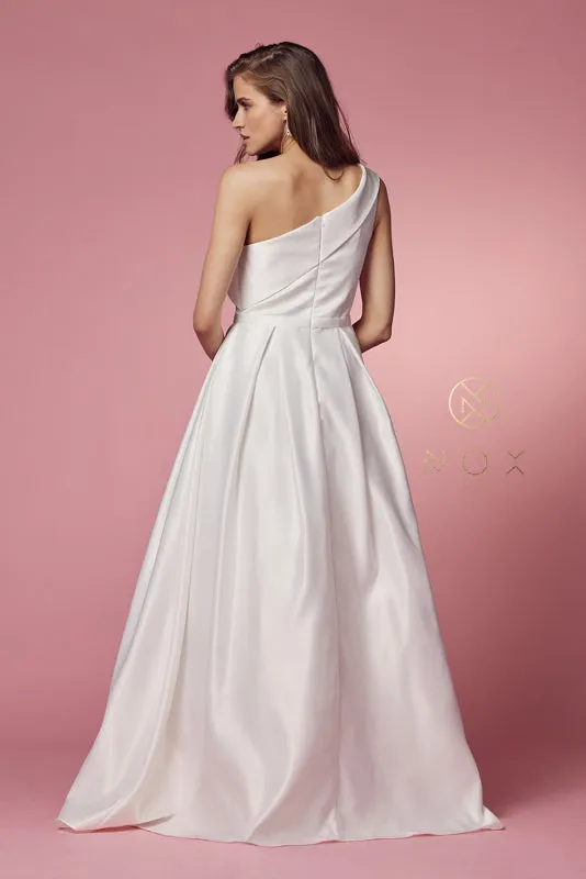 NOX ANABEL E469 One Shoulder A-Line Satin Evening Dress