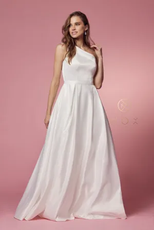 NOX ANABEL E469 One Shoulder A-Line Satin Evening Dress