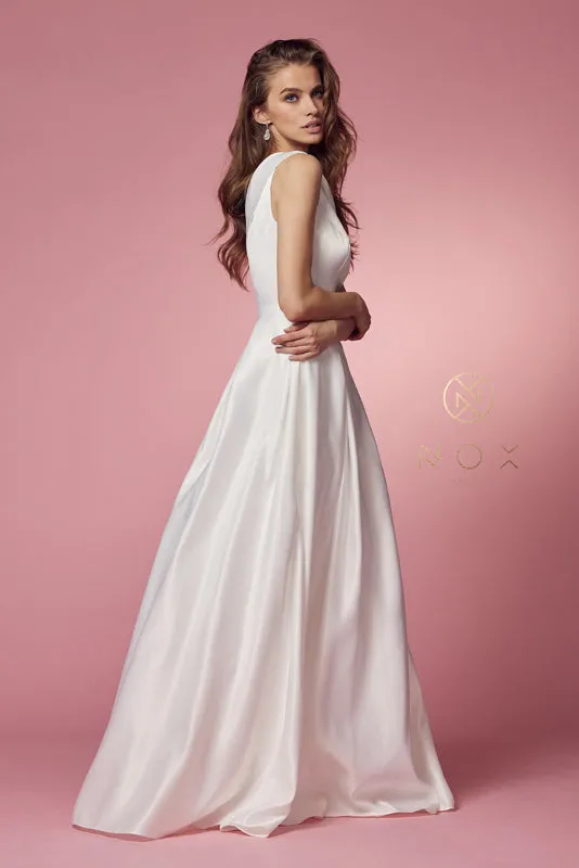 NOX ANABEL E469 One Shoulder A-Line Satin Evening Dress