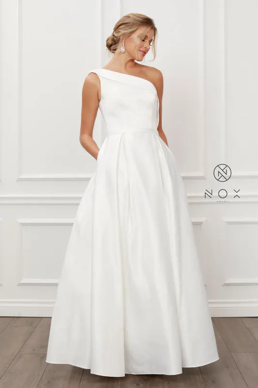 NOX ANABEL E469 One Shoulder A-Line Satin Evening Dress