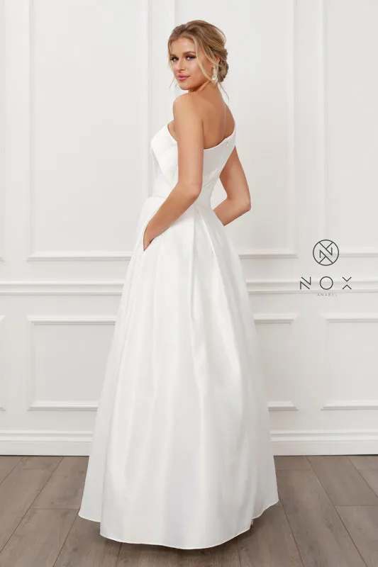 NOX ANABEL E469 One Shoulder A-Line Satin Evening Dress
