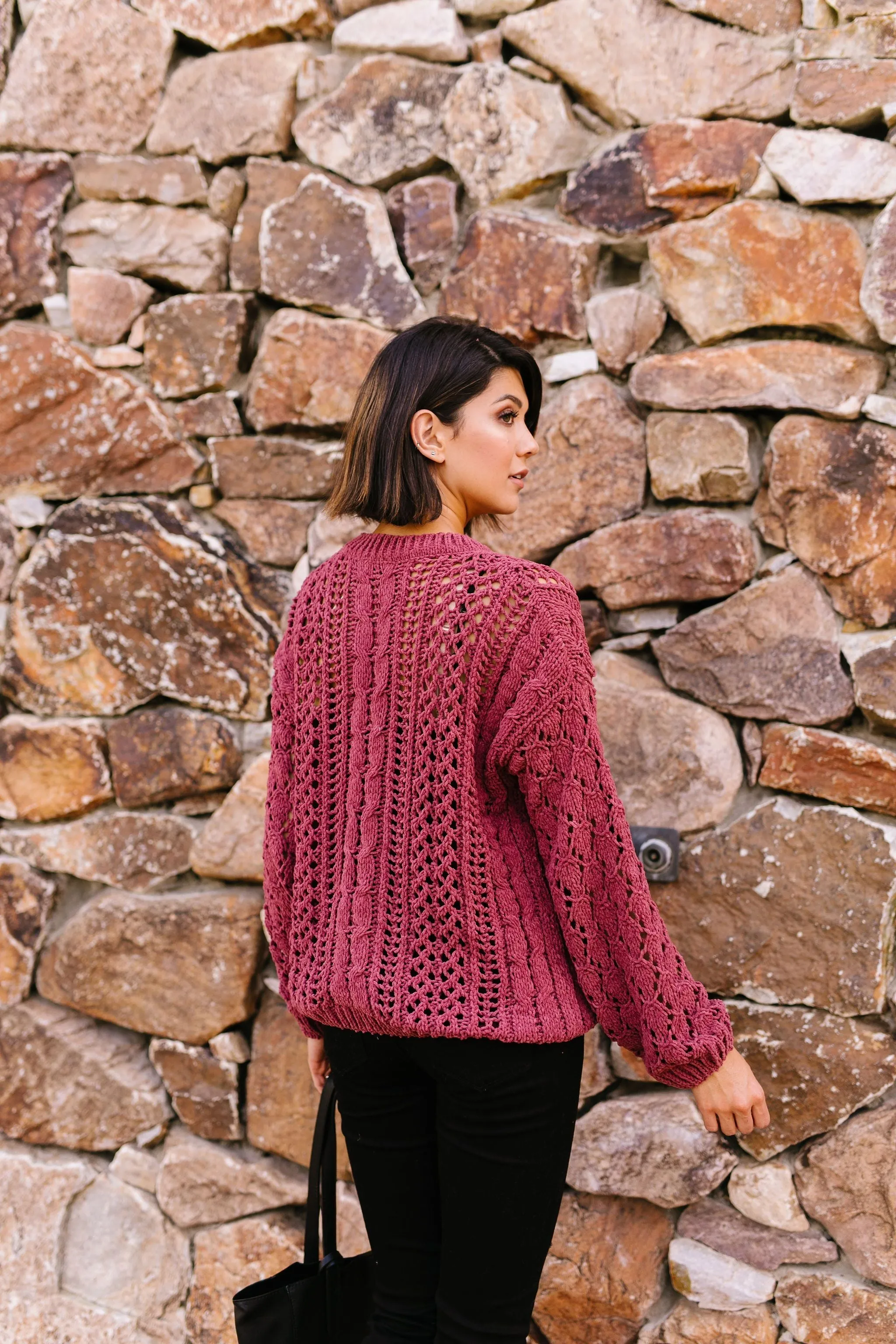 Paprika Open Knit Chenille Sweater