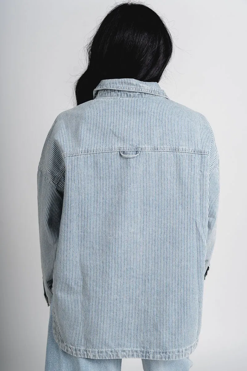 Pin stripe denim jacket denim/white