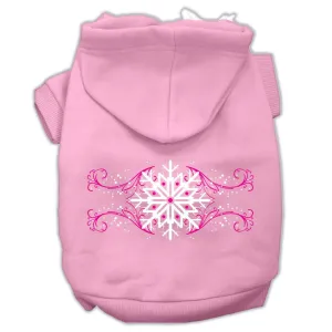 Pink Snowflake Swirls Screenprint Pet Hoodies Light Pink Size M (12)