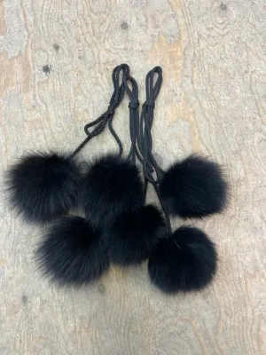 Pom Poms - Blue Fox Fur-dyed black