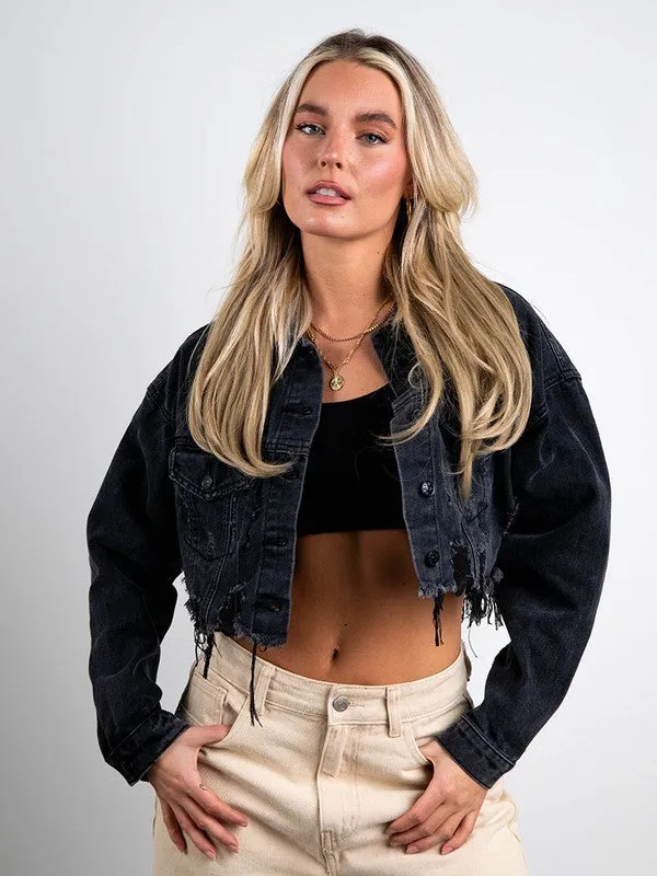 "PEACE" SOUTHERN CALIFORNIA Crop Denim Jacket