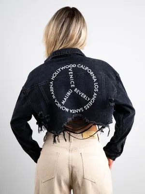 "PEACE" SOUTHERN CALIFORNIA Crop Denim Jacket