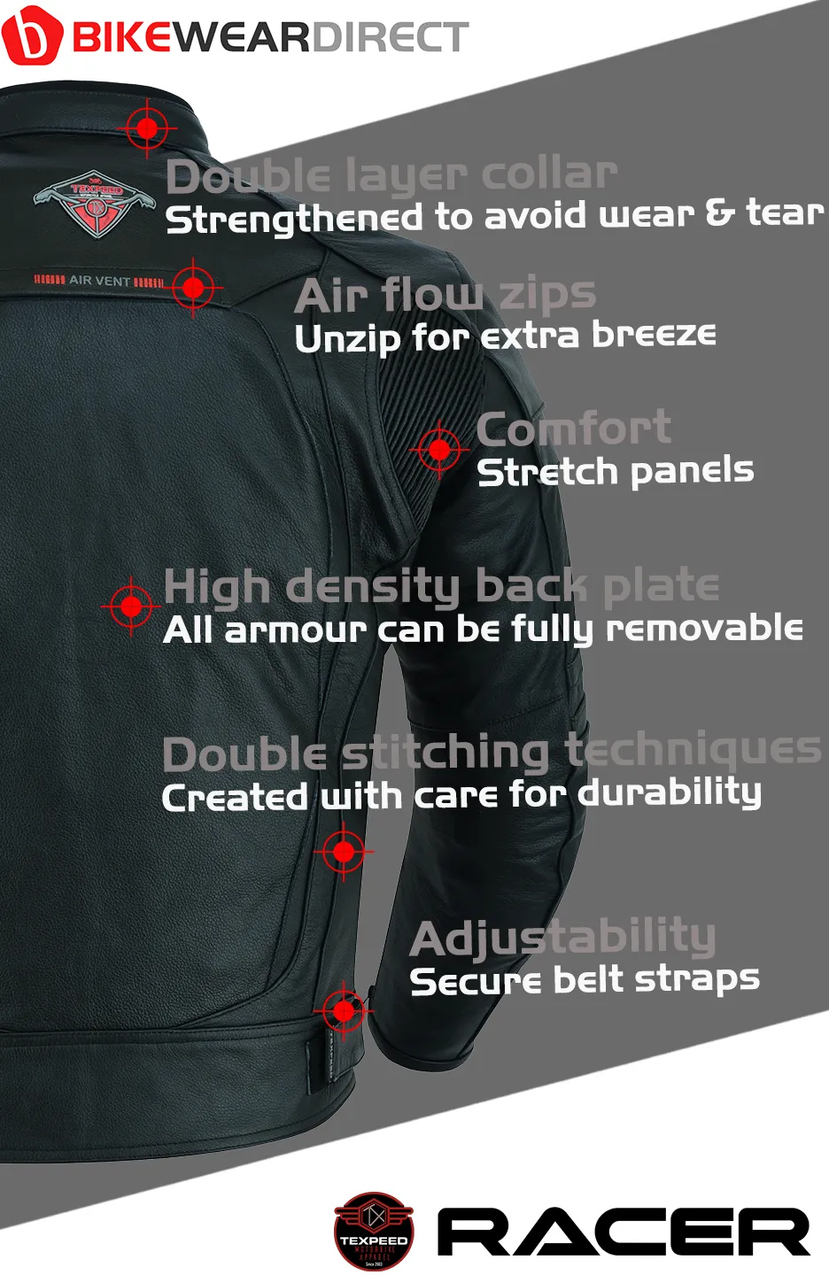 Racing Black Leather Motorcycle Jacket