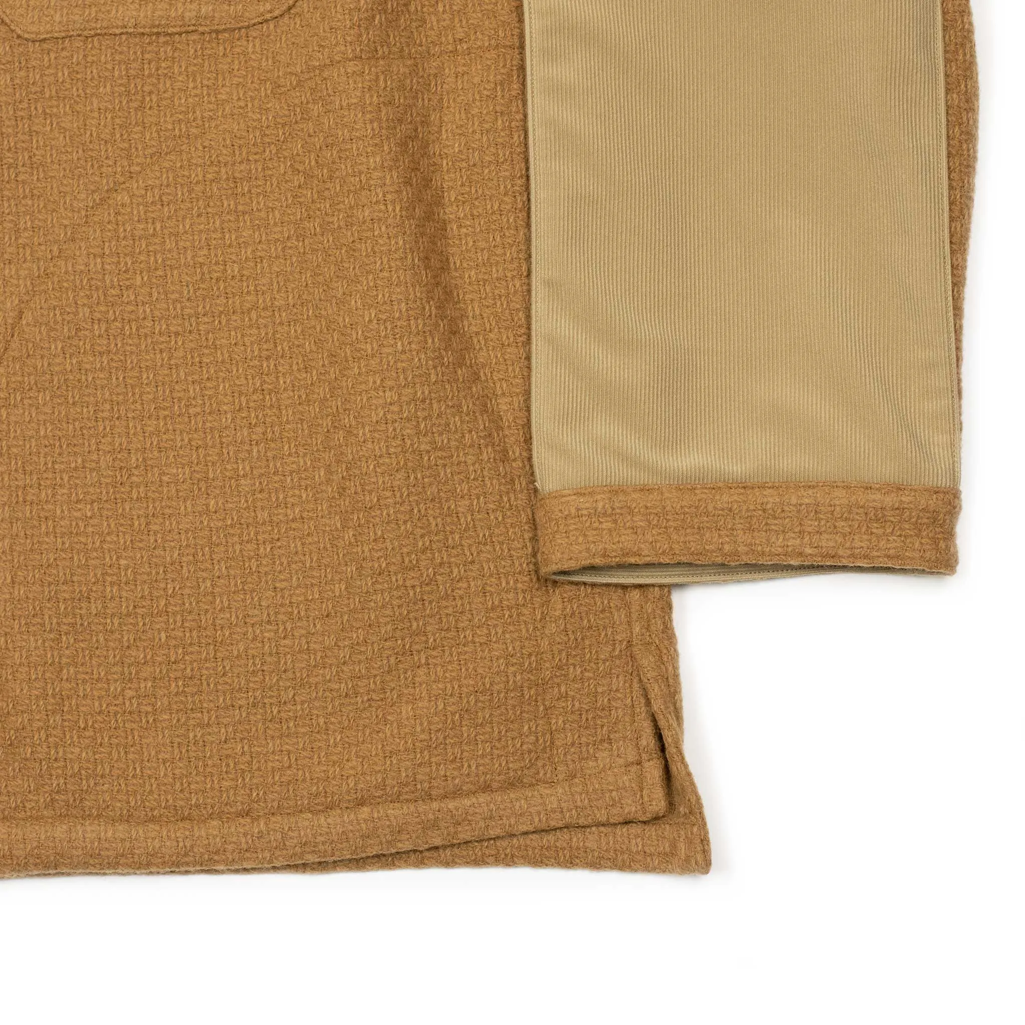 Shirt jacket in Camel basketweave dobby wool mix