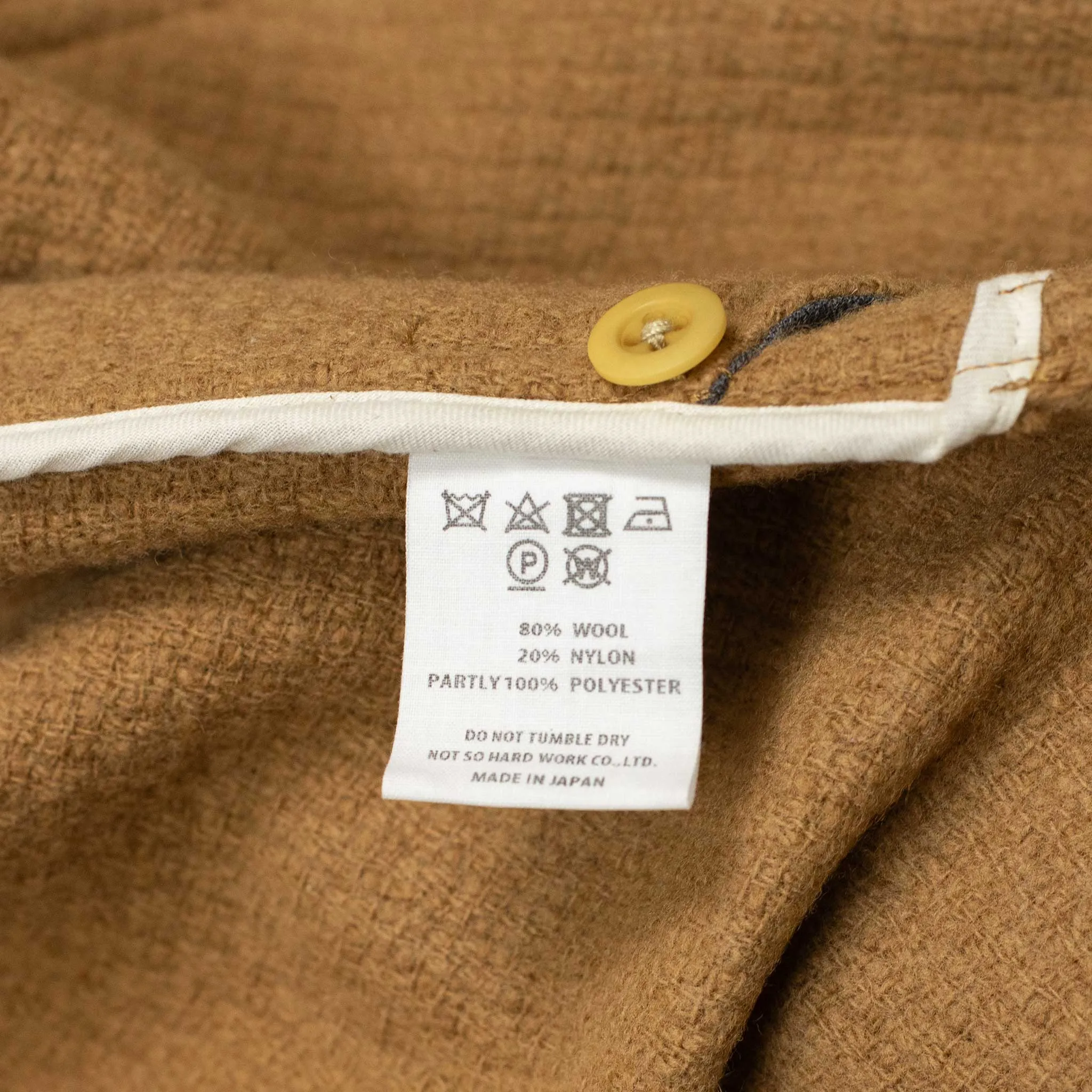 Shirt jacket in Camel basketweave dobby wool mix