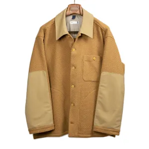 Shirt jacket in Camel basketweave dobby wool mix