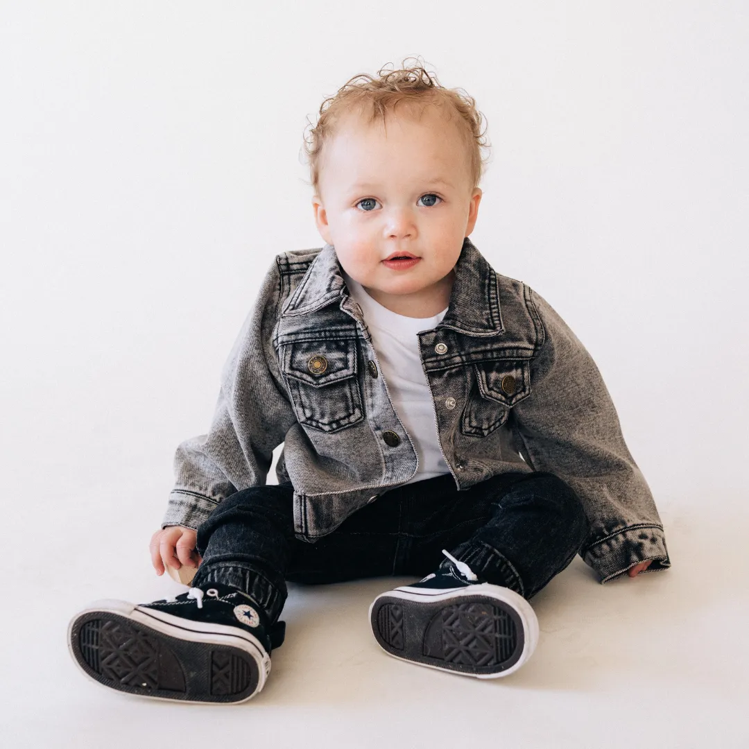 Silver Gray Denim Jacket - Infant