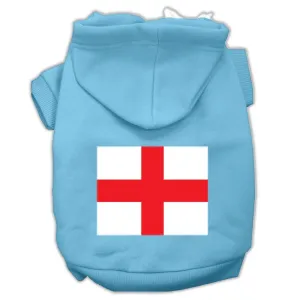 St. George's Cross (English Flag) Screen Print Pet Hoodies Baby Blue Size XXL (18)