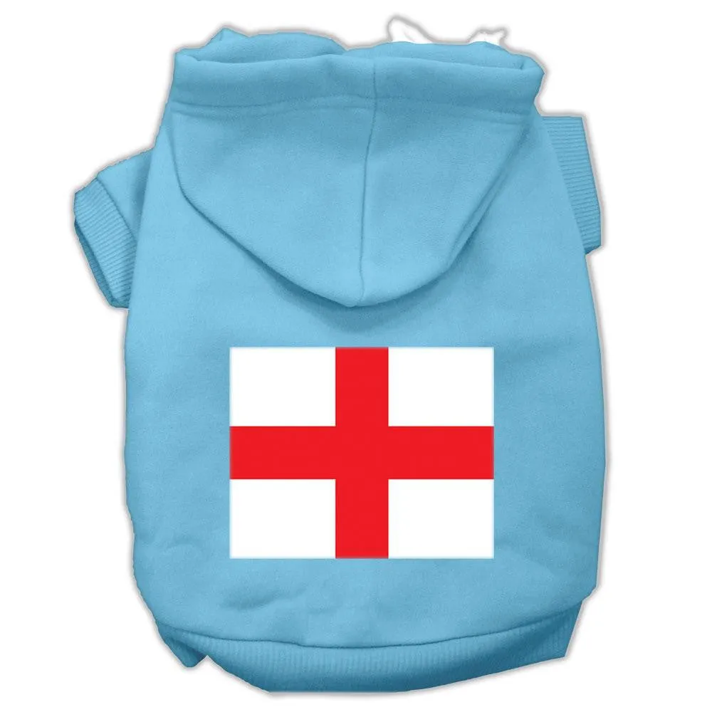 St. George's Cross (English Flag) Screen Print Pet Hoodies Baby Blue Size XXL (18)