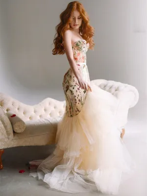 Sweetheart Floral Lace Wedding Dresses, Mermaid Wedding Dresses, Prom Dresses, Chic Wedding Dresses, Bridal Gown, Long Prom Dresses