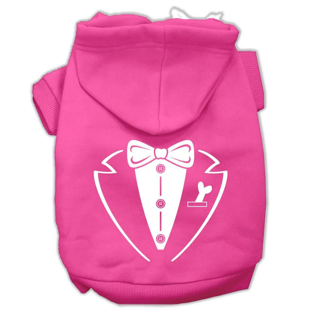 Tuxedo Screen Print Pet Hoodies Bright Pink Size XS (8)