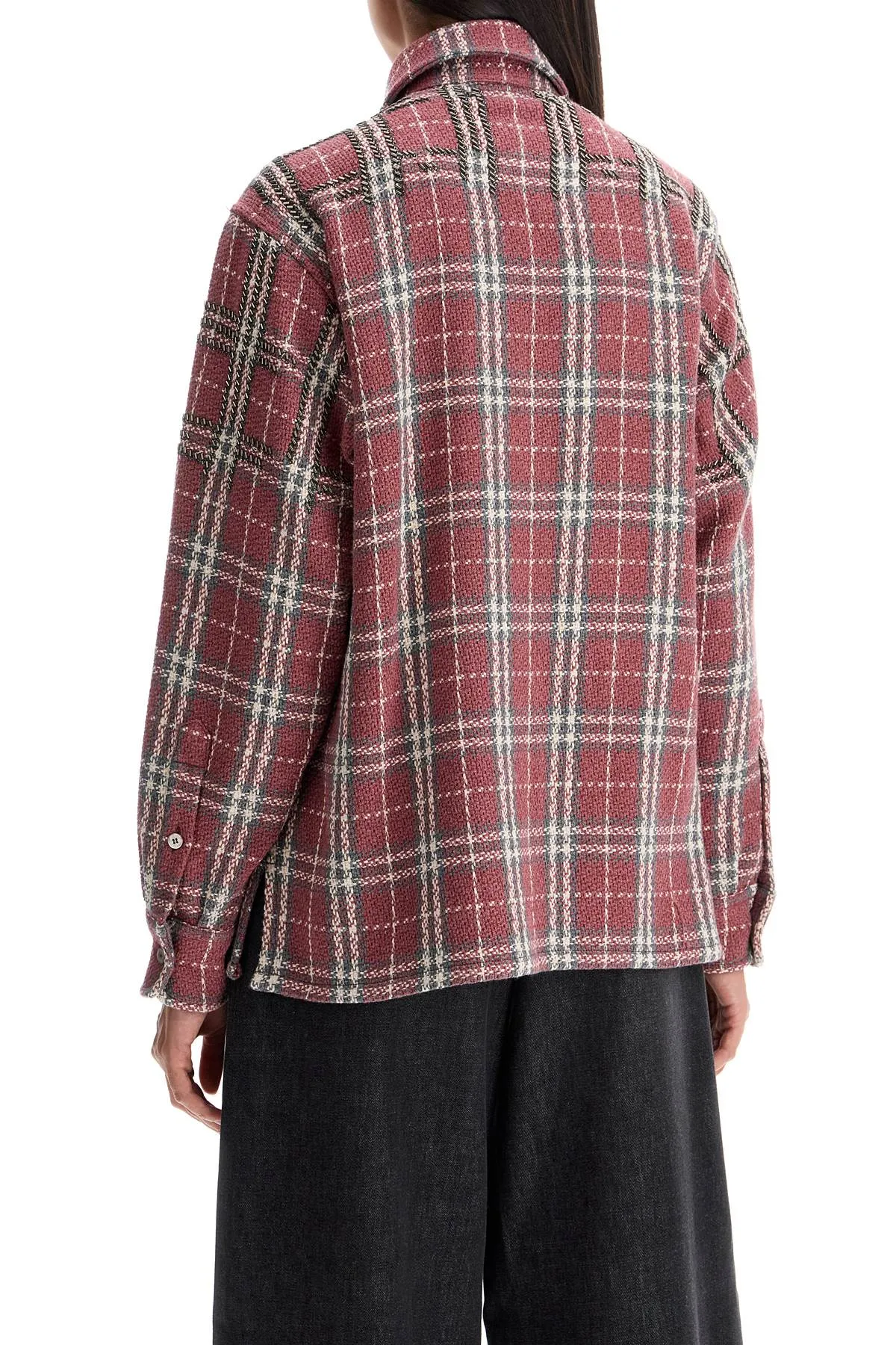 tweed overshirt with applique GWP02036 P001666 CRUSHED BERRY/SANDSHELL/GREY