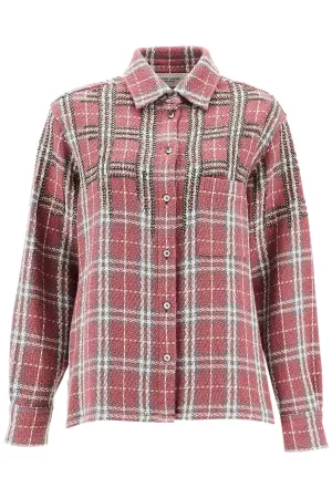tweed overshirt with applique GWP02036 P001666 CRUSHED BERRY/SANDSHELL/GREY