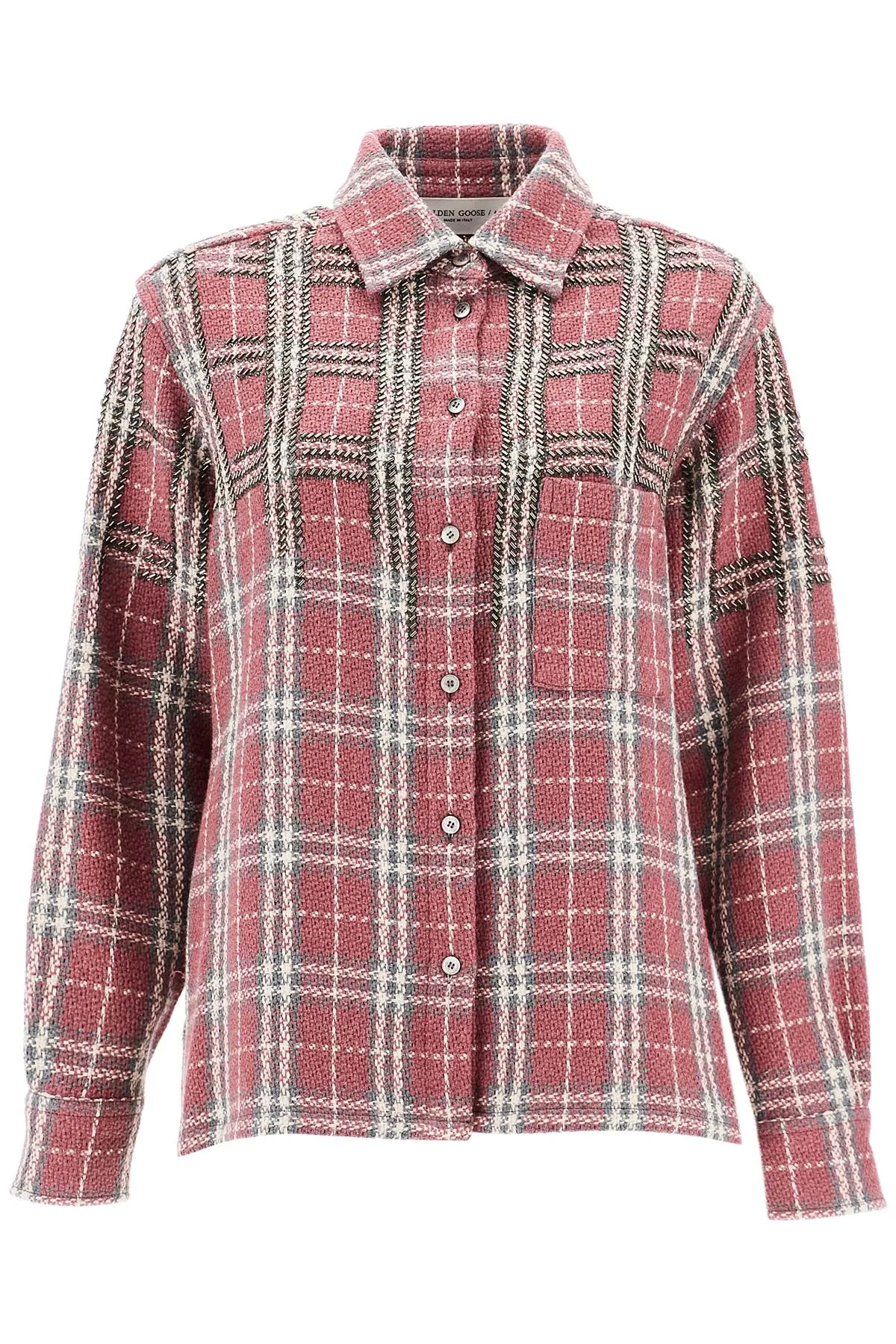 tweed overshirt with applique GWP02036 P001666 CRUSHED BERRY/SANDSHELL/GREY