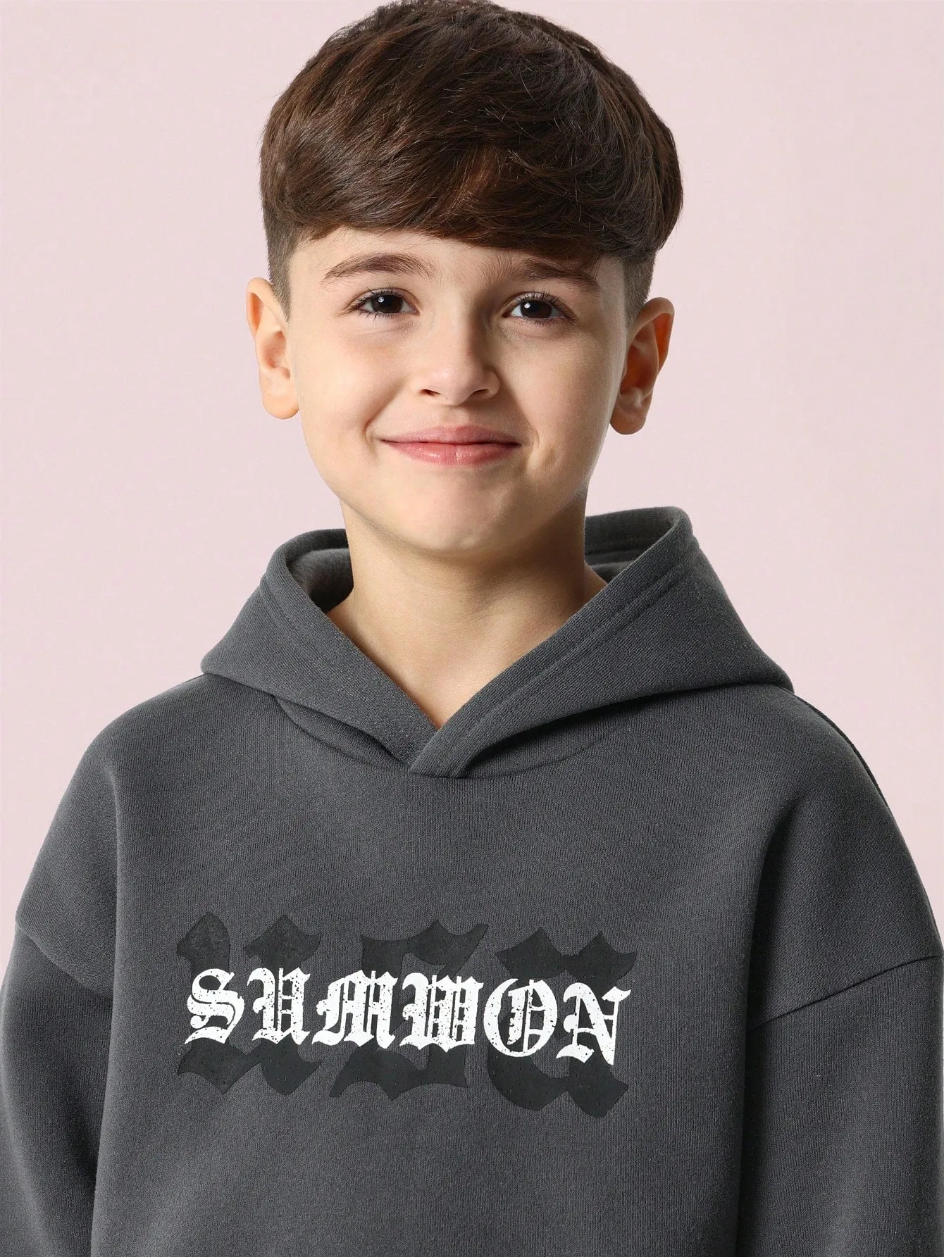 Tween Boys Comfy Washed Regular Fit Overhead Gothic Graphic Printed Hoodie