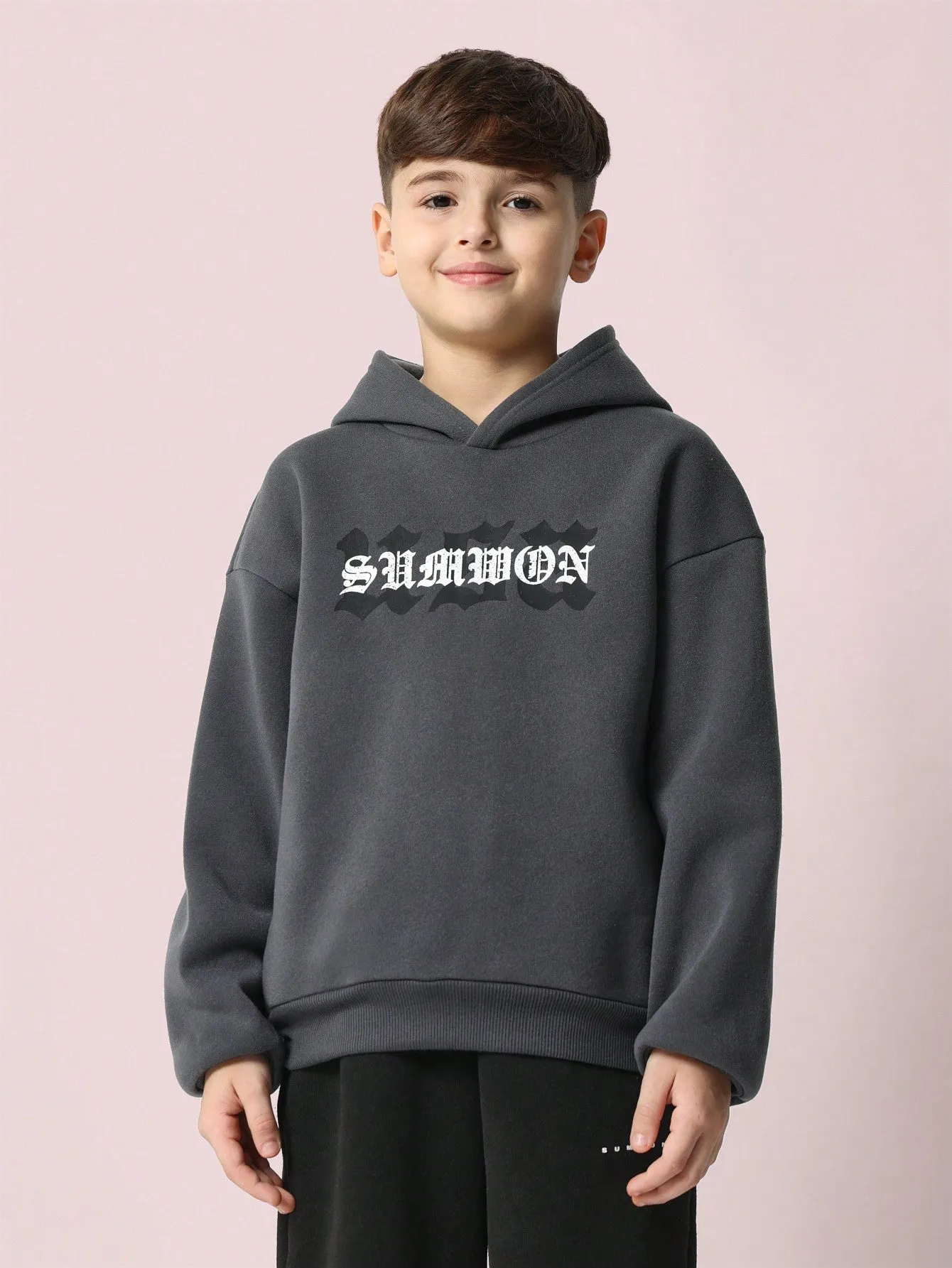 Tween Boys Comfy Washed Regular Fit Overhead Gothic Graphic Printed Hoodie