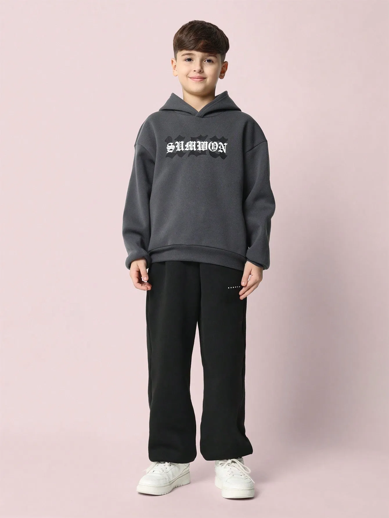 Tween Boys Comfy Washed Regular Fit Overhead Gothic Graphic Printed Hoodie