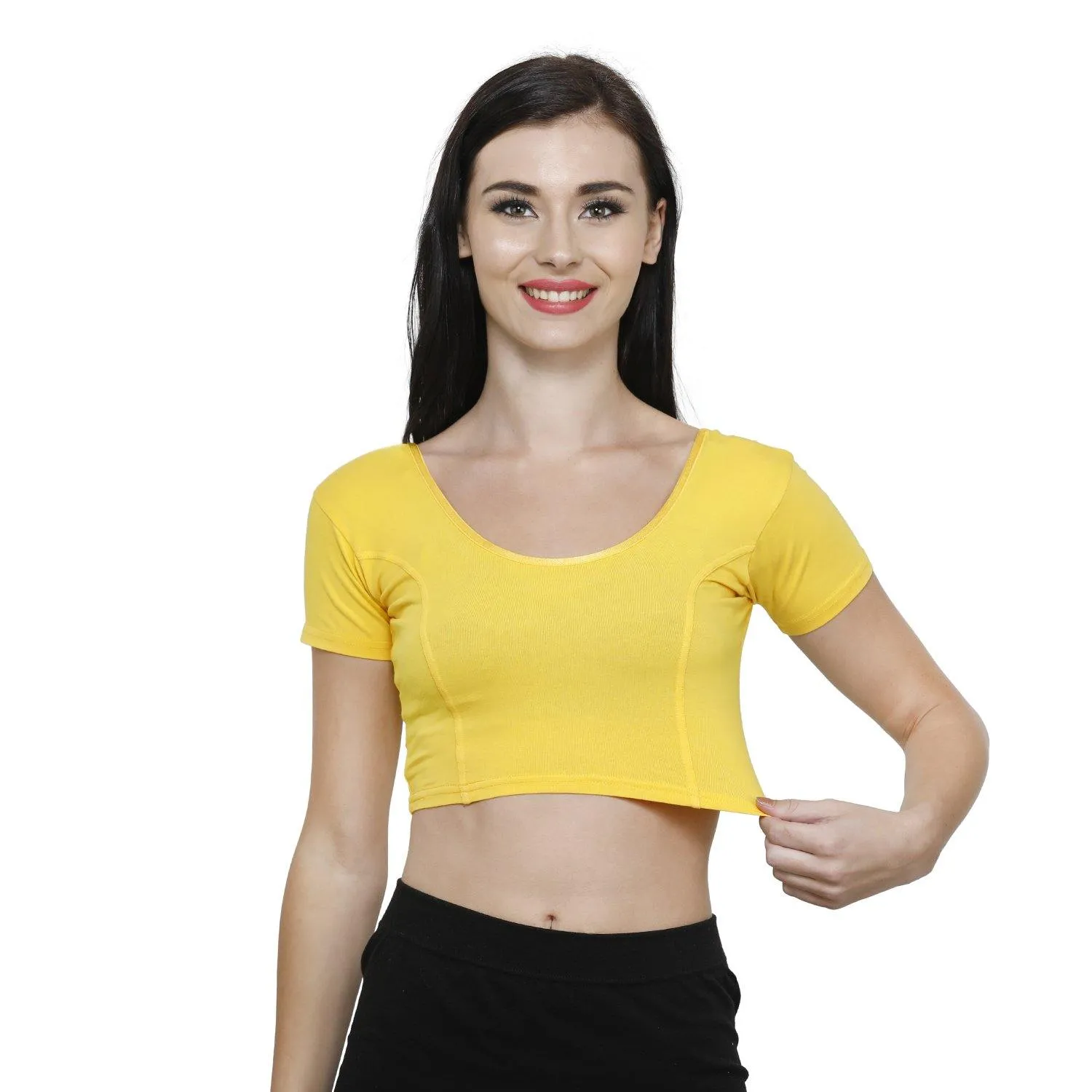 Vami Women's Cotton Stretchable Readymade Blouses - Sun Flower