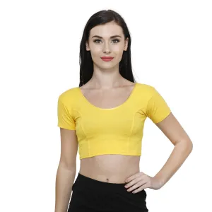 Vami Women's Cotton Stretchable Readymade Blouses - Sun Flower