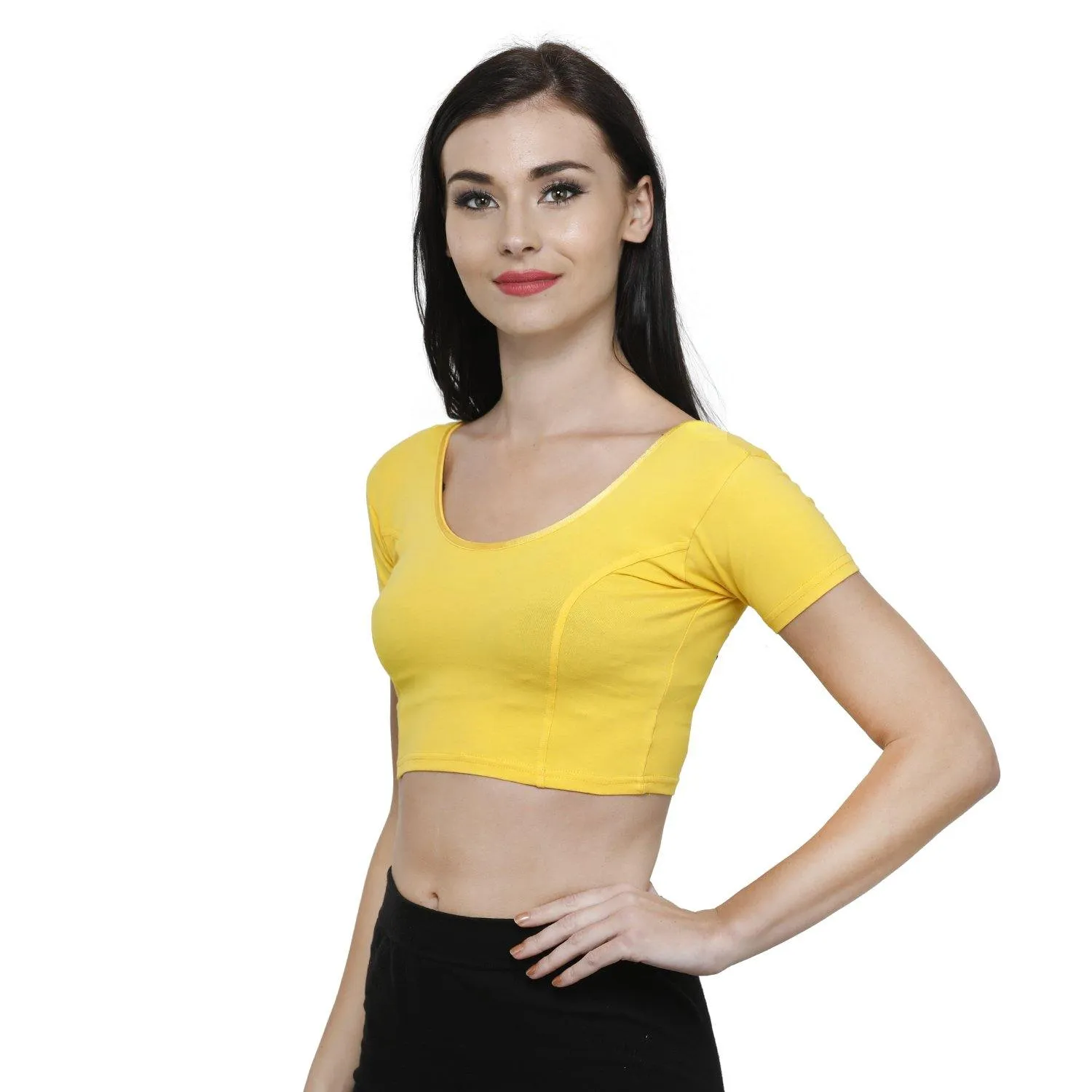 Vami Women's Cotton Stretchable Readymade Blouses - Sun Flower