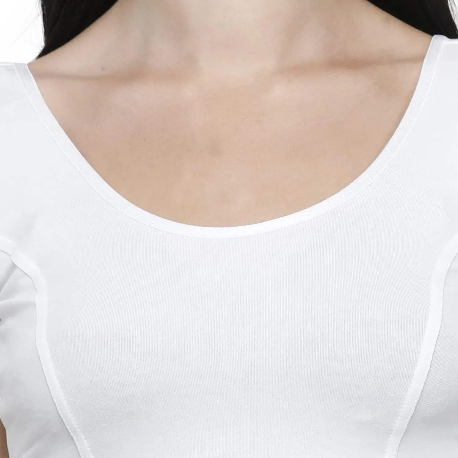 Vami Women's Cotton Stretchable Readymade Blouses - White