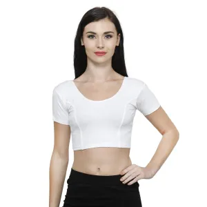 Vami Women's Cotton Stretchable Readymade Blouses - White