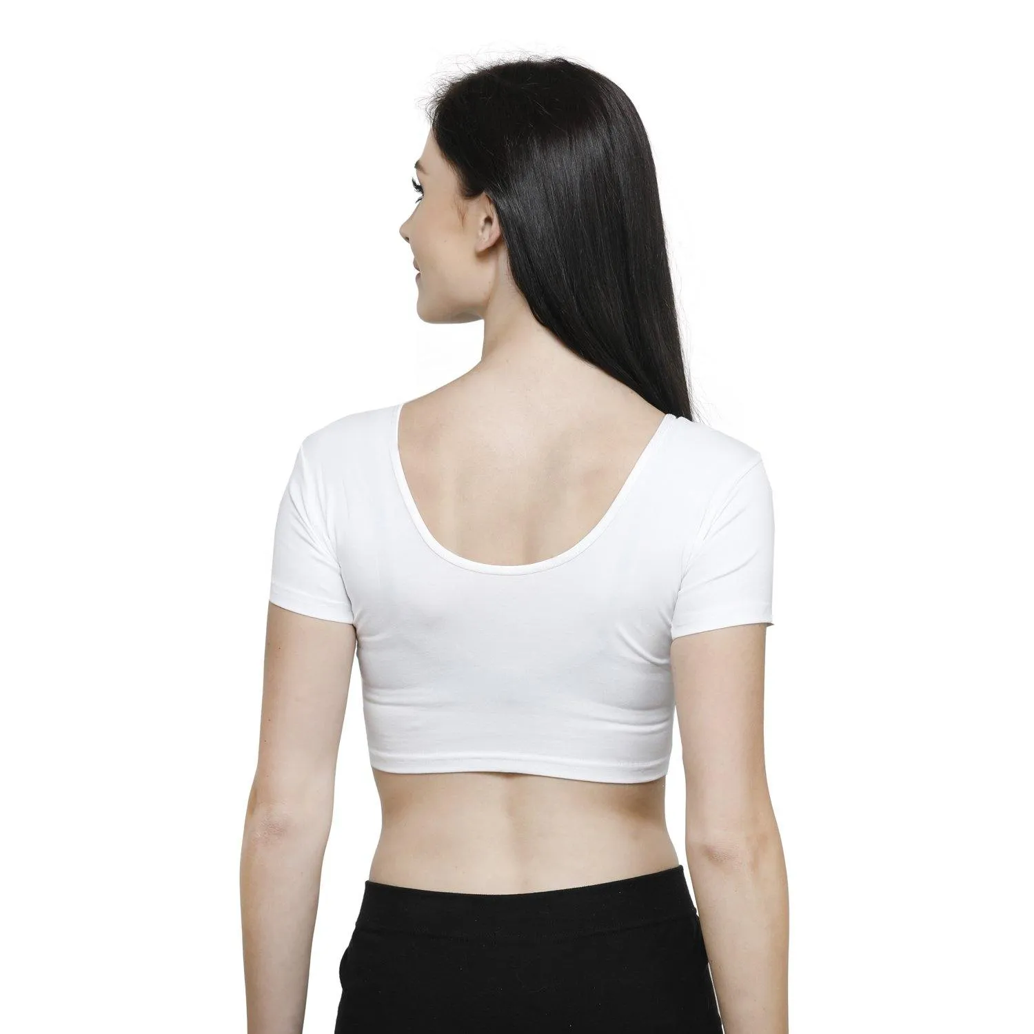 Vami Women's Cotton Stretchable Readymade Blouses - White