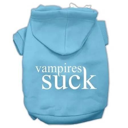 Vampires Suck Screen Print Pet Hoodies Baby Blue Size XXXL(20)