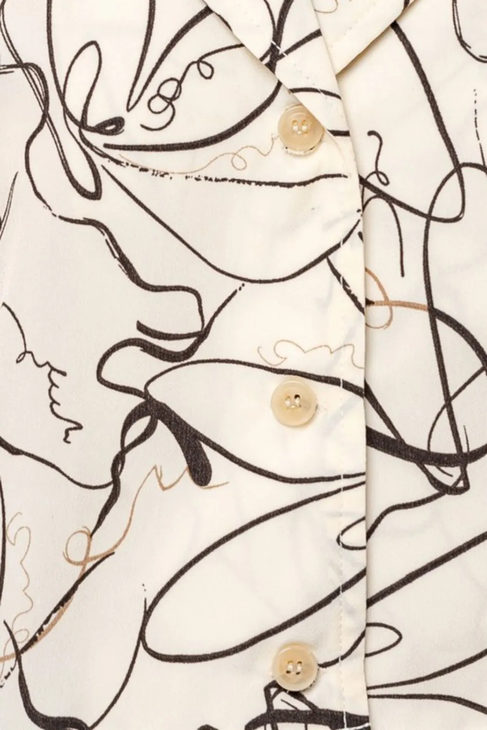 'Viana' Abstract Print Lapel Collar Cropped Shirt