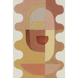 Wavy Blush Canvas Print 92cm x 61cm Oak Frame