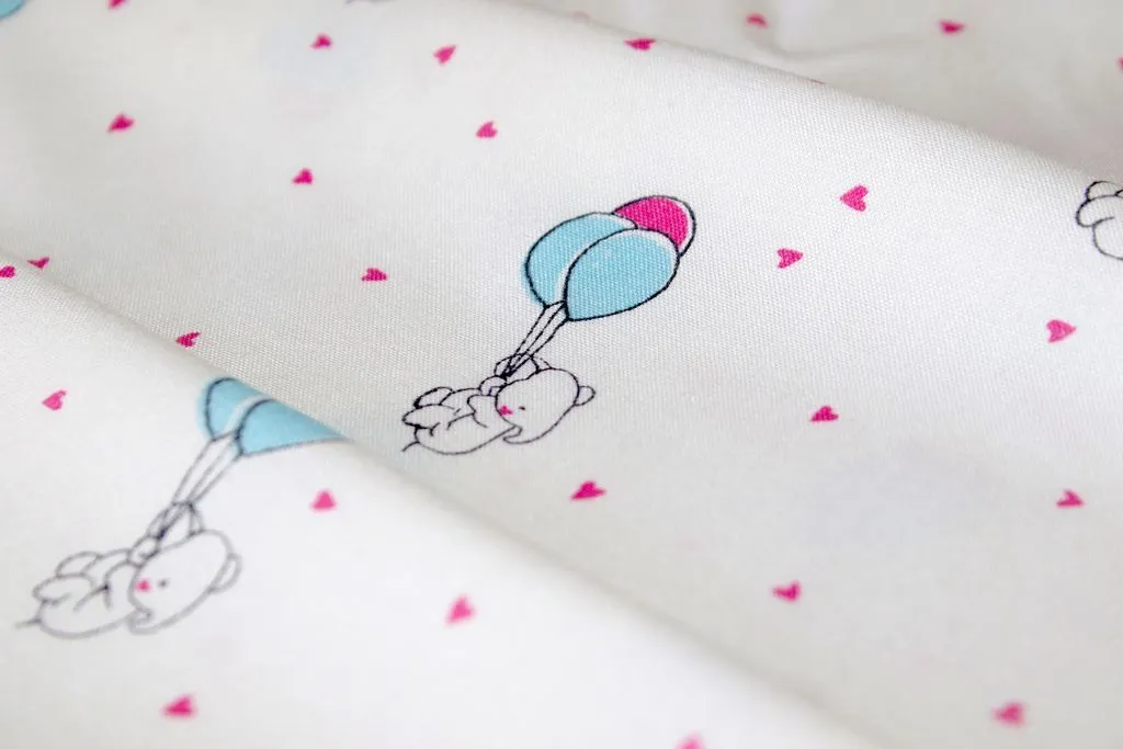 White Blue Elephant Printed Cotton Rayon Fabric