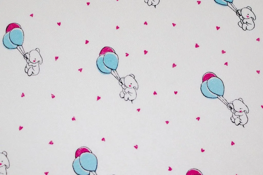 White Blue Elephant Printed Cotton Rayon Fabric