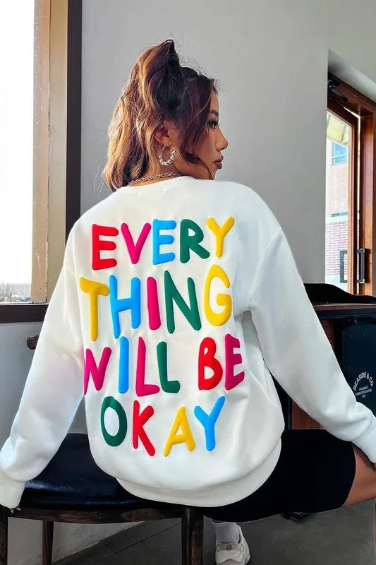 White Slogan Graphic Drop Shoulder Sweatshirt
